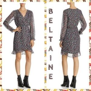 Beltaine Chiffon Floral  Flounce Surplice dress